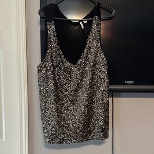 Cato Black and Silver Sequin Tank Top